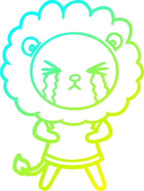 Bir insan tarafından çizilmiş ağlayan aslanın soğuk gradyan çizgisi