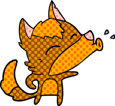 Bir insan tarafından çizilmiş tilki çizgi film karakteri