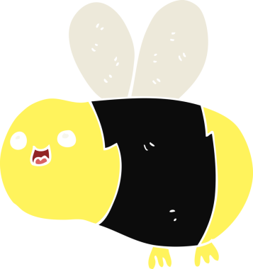 Bir insan tarafından çizilmiş düz renkli çizgi film arısı