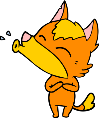 Bir insan tarafından çizilmiş tilki çizgi film karakteri