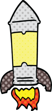 bir insan tarafından çizilmiş çizgi roman tarzı roket