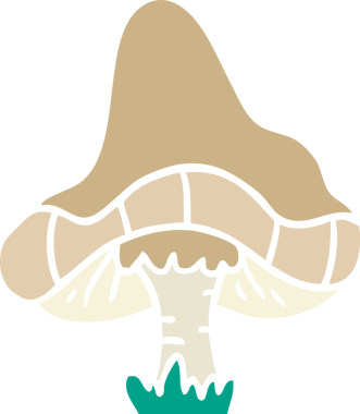 Bir insan tarafından çizilmiş tek bir mantarın el çizimi karikatürü.