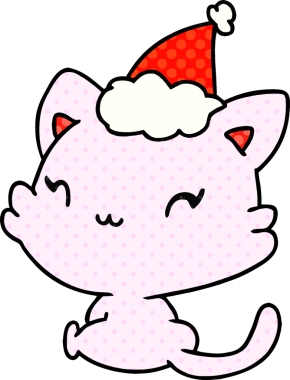 Bir insan tarafından çizilmiş kawaii kedisinin el çizimi karikatürü.