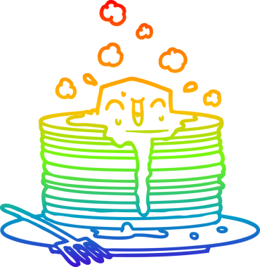 Bir insan tarafından çizilmiş leziz krep yığınının gökkuşağı gradyanı çizimi