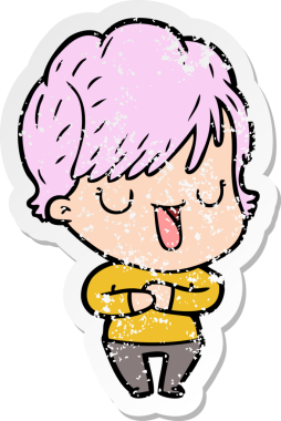 Bir insan tarafından çizilmiş karikatür kadının sıkıntılı çıkartması.