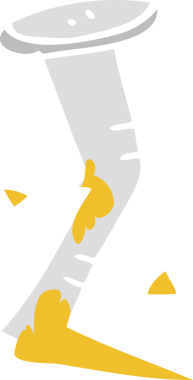 Bir insan tarafından çizilmiş eğri tırnağın düz renk çizimi