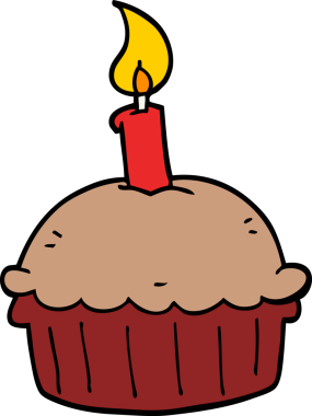 Bir insan tarafından çizilmiş doğum günü pastası.