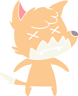 Bir insan tarafından çizilmiş düz renk çizgi film ölü tilki