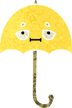 Bir insan tarafından çizilmiş bir şemsiyenin retro çizim tarzı karikatürü