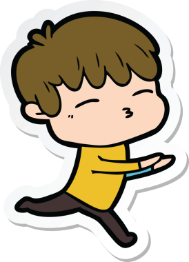 Bir insan tarafından çizilmiş meraklı bir çocuğun çıkartması.