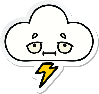 Bir insan tarafından çizilmiş şirin bir gökgürültüsü bulutunun çıkartması.