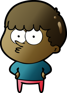 Bir insan tarafından çizilmiş meraklı bir çocuk.