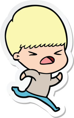 Bir insan tarafından çizilmiş bir karikatür çıkartması.