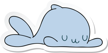 Bir insan tarafından çizilmiş garip bir balinanın çıkartması.