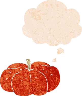 Düşünce balkabağı ve grunge dertli retro dokuma tarzı bir insan tarafından çizilmiş