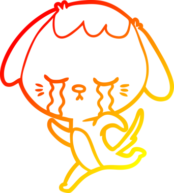 Bir insan tarafından çizilmiş, ağlayan bir köpeğin çizgi film çizimi.