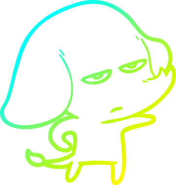 Bir insan tarafından çizilmiş soğuk bir çizgi film filinin çizimi.