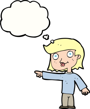 Bir insan tarafından çizilmiş düşünce balonlu bir çizgi film karakteri.
