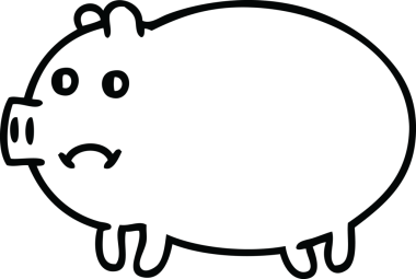 Bir insan tarafından çizilmiş bir domuz çizimi.