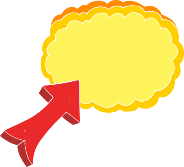 Bir insan tarafından çizilen düz renkli ok çizimi