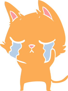 Bir insan tarafından çizilmiş düz renkli çizgi film kedisi.