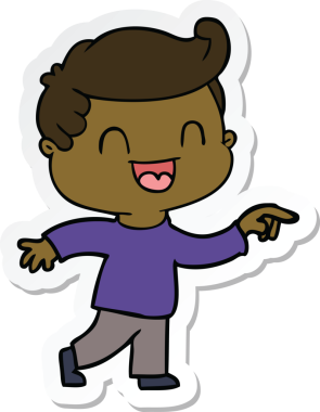 Bir insan tarafından çizilmiş mutlu bir adamın çıkartması.