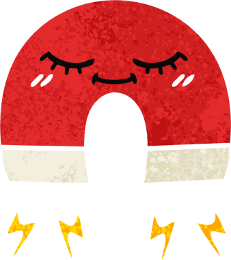 Bir insan tarafından çizilmiş mıknatısın retro illüstrasyon tarzı karikatürü