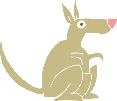 Bir insan tarafından çizilen düz renkli kanguru çizimi