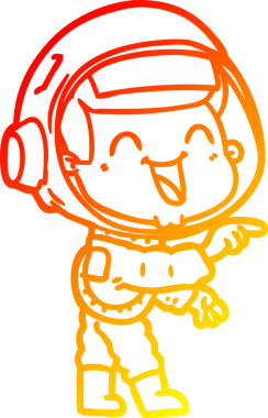 Bir insan tarafından çizilmiş mutlu bir astronotun sıcak çizgi çizimi