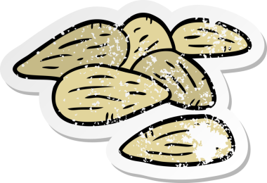 Bir insan tarafından çizilmiş karikatür bademlerinin sıkıntılı çıkartması