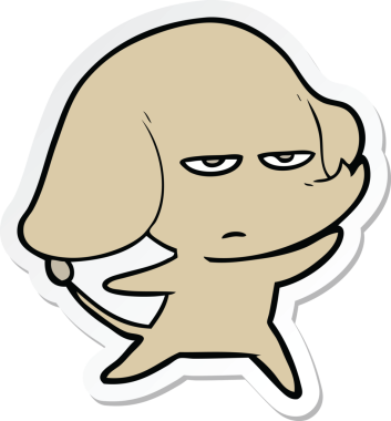 Bir insan tarafından çizilmiş kızgın bir filin çıkartması.