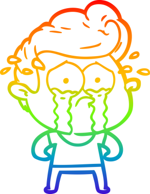 Bir insan tarafından çizilmiş ağlayan bir adamın çizdiği gökkuşağı gradyan çizgisi.