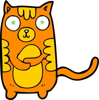 Bir insan tarafından çizilmiş çizgi film kedisi.