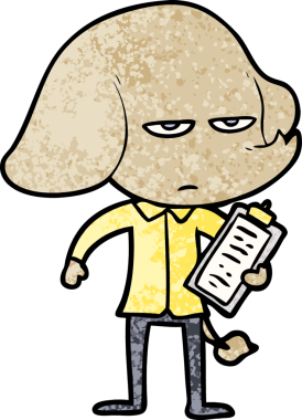 Bir insan tarafından çizilmiş kızgın bir fil.