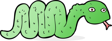 Bir insan tarafından çizilmiş komik çizgi film yılanı.