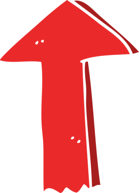 bir insan tarafından çizilmiş düz renk çizgi film oku