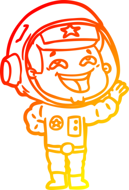 Bir insan tarafından çizilmiş gülen astronotun sıcak çizgi çizimi