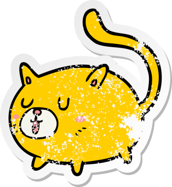 Bir insan tarafından çizilmiş mutlu bir kedinin sıkıntılı çıkartması.