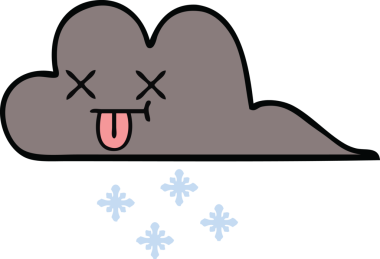 Bir insan tarafından çizilmiş kar bulutunun sevimli karikatürü.