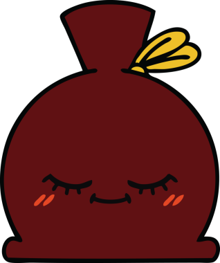 Bir insan tarafından çizilmiş şirin bir çuval karikatürü