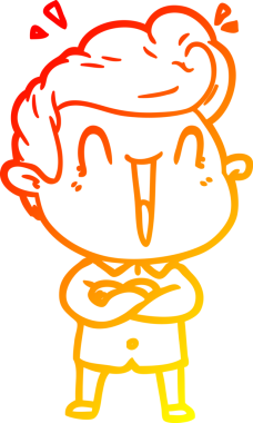 Bir insan tarafından çizilmiş, heyecanlı bir çizgi film çizimi.