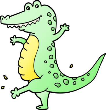 Bir insan tarafından çizilmiş vektör eğimli çizim çizgi film timsahı.