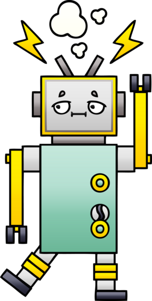 Bir insan tarafından çizilmiş bir robotun gölgelenmiş çizimi