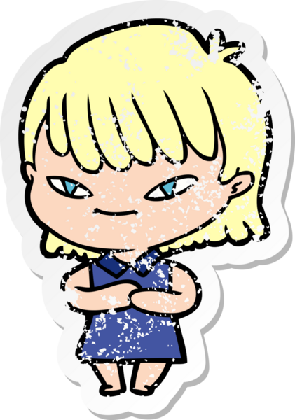 Bir insan tarafından çizilmiş karikatür bir kadının sıkıntılı çıkartması.