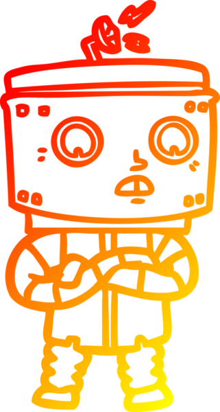 Bir insan tarafından çizilen çizgi film robotunun sıcak çizgi çizimi