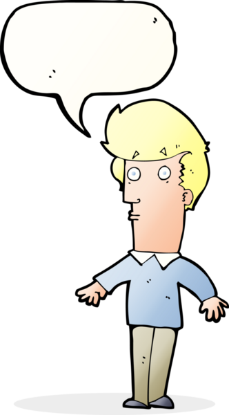 Bir insan tarafından çizilmiş konuşma baloncuğu olan ürkmüş bir adam.