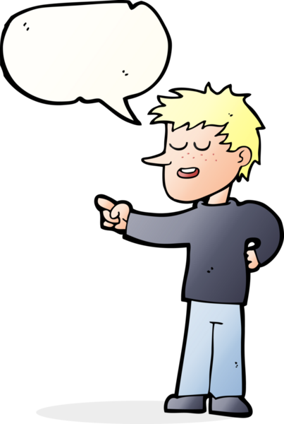 Bir insan tarafından çizilmiş bir konuşma balonuyla işaret eden çizgi film adamı.