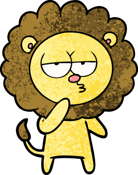 Bir insan tarafından çizilmiş yorgun bir aslan.