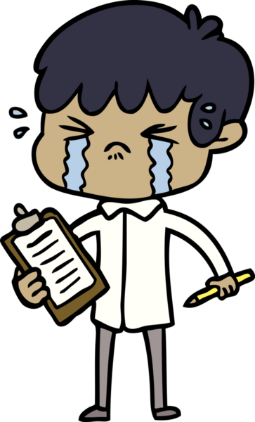 Bir insan tarafından çizilmiş ağlayan çizgi film çocuğu.