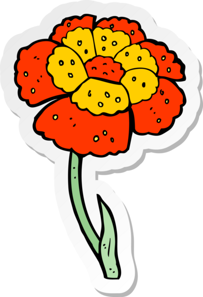 Bir insan tarafından çizilmiş karikatür çiçeğinin çıkartması.